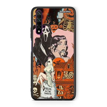 Huawei Nova 5T Halloween Collage Θήκη από τη Smartfits με σχέδιο στο πίσω μέρος και μαύρο περίβλημα | Smartphone case with colorful back and black bezels by Smartfits