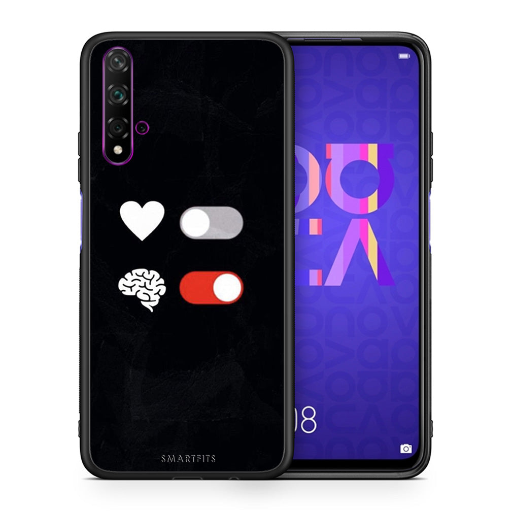 Θήκη Αγίου Βαλεντίνου Huawei Nova 5T / Honor 20 Heart Vs Brain από τη Smartfits με σχέδιο στο πίσω μέρος και μαύρο περίβλημα | Huawei Nova 5T / Honor 20 Heart Vs Brain case with colorful back and black bezels