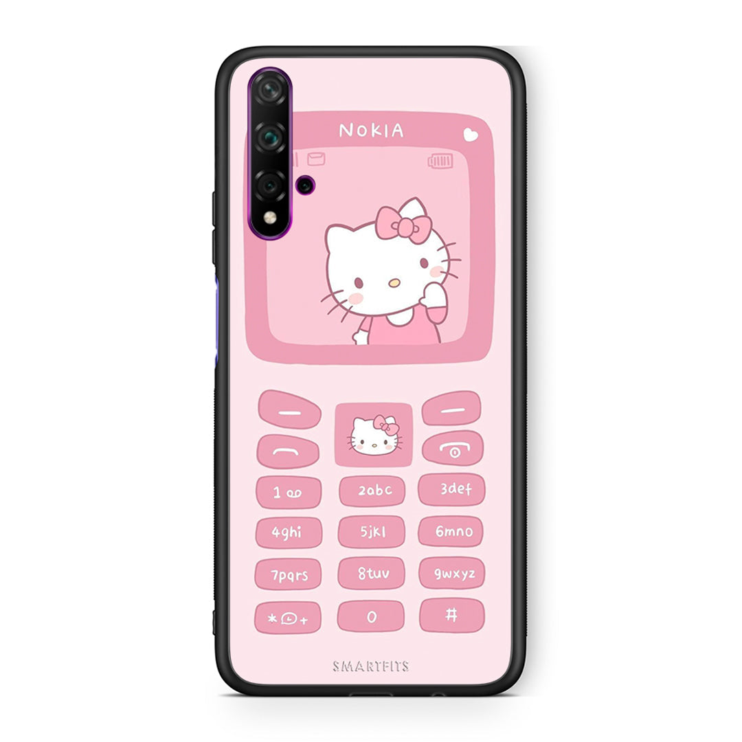 Huawei Nova 5T Hello Kitten Θήκη Αγίου Βαλεντίνου από τη Smartfits με σχέδιο στο πίσω μέρος και μαύρο περίβλημα | Smartphone case with colorful back and black bezels by Smartfits