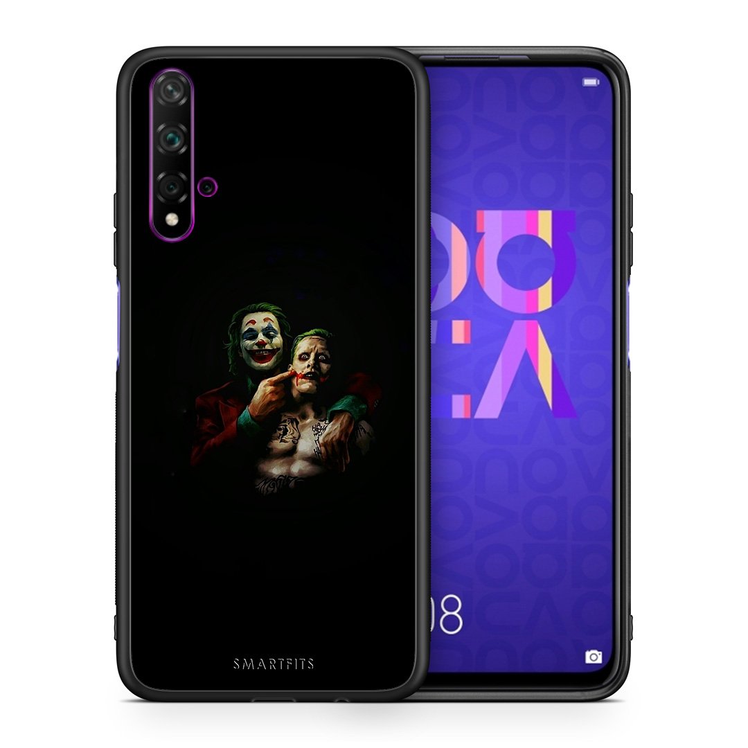 Θήκη Huawei Nova 5T/Honor 20 Clown Hero από τη Smartfits με σχέδιο στο πίσω μέρος και μαύρο περίβλημα | Huawei Nova 5T/Honor 20 Clown Hero case with colorful back and black bezels