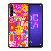 Thumbnail for Θήκη Huawei Nova 5T/Honor 20 Hippie Love από τη Smartfits με σχέδιο στο πίσω μέρος και μαύρο περίβλημα | Huawei Nova 5T/Honor 20 Hippie Love case with colorful back and black bezels