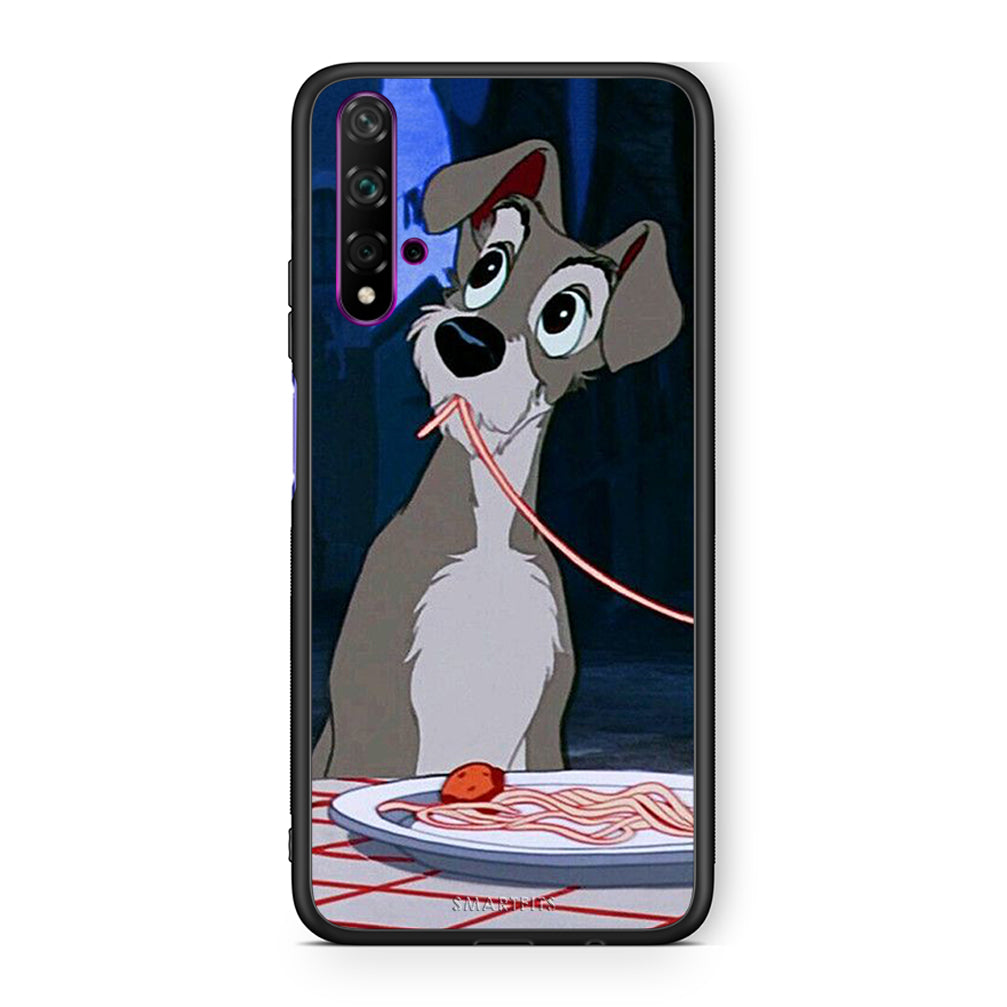 Huawei Nova 5T Lady And Tramp 1 Θήκη Αγίου Βαλεντίνου από τη Smartfits με σχέδιο στο πίσω μέρος και μαύρο περίβλημα | Smartphone case with colorful back and black bezels by Smartfits