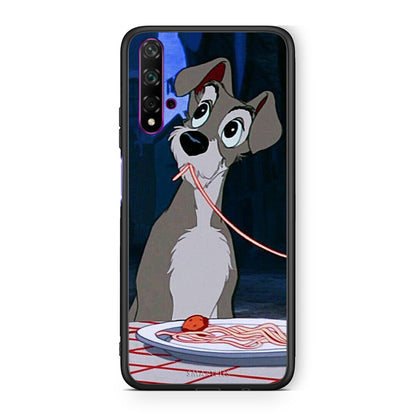 Huawei Nova 5T Lady And Tramp 1 Θήκη Αγίου Βαλεντίνου από τη Smartfits με σχέδιο στο πίσω μέρος και μαύρο περίβλημα | Smartphone case with colorful back and black bezels by Smartfits