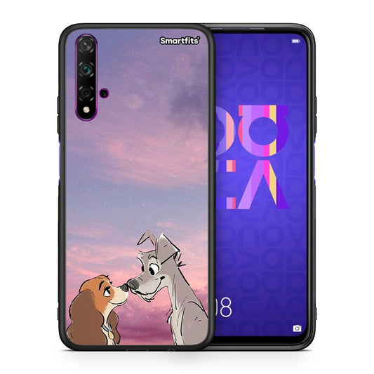 Θήκη Huawei Nova 5T/Honor 20 Lady And Tramp από τη Smartfits με σχέδιο στο πίσω μέρος και μαύρο περίβλημα | Huawei Nova 5T/Honor 20 Lady And Tramp case with colorful back and black bezels
