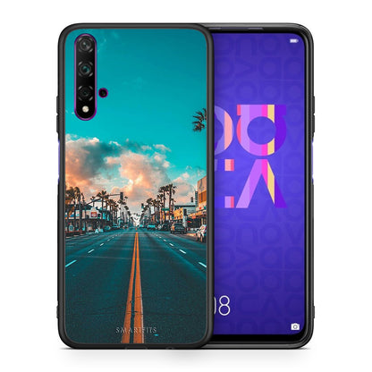 Θήκη Huawei Nova 5T/Honor 20 City Landscape από τη Smartfits με σχέδιο στο πίσω μέρος και μαύρο περίβλημα | Huawei Nova 5T/Honor 20 City Landscape case with colorful back and black bezels
