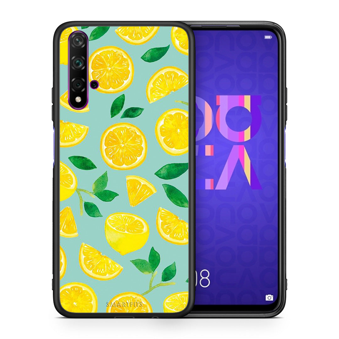 Θήκη Huawei Nova 5T/Honor 20 Lemons από τη Smartfits με σχέδιο στο πίσω μέρος και μαύρο περίβλημα | Huawei Nova 5T/Honor 20 Lemons case with colorful back and black bezels