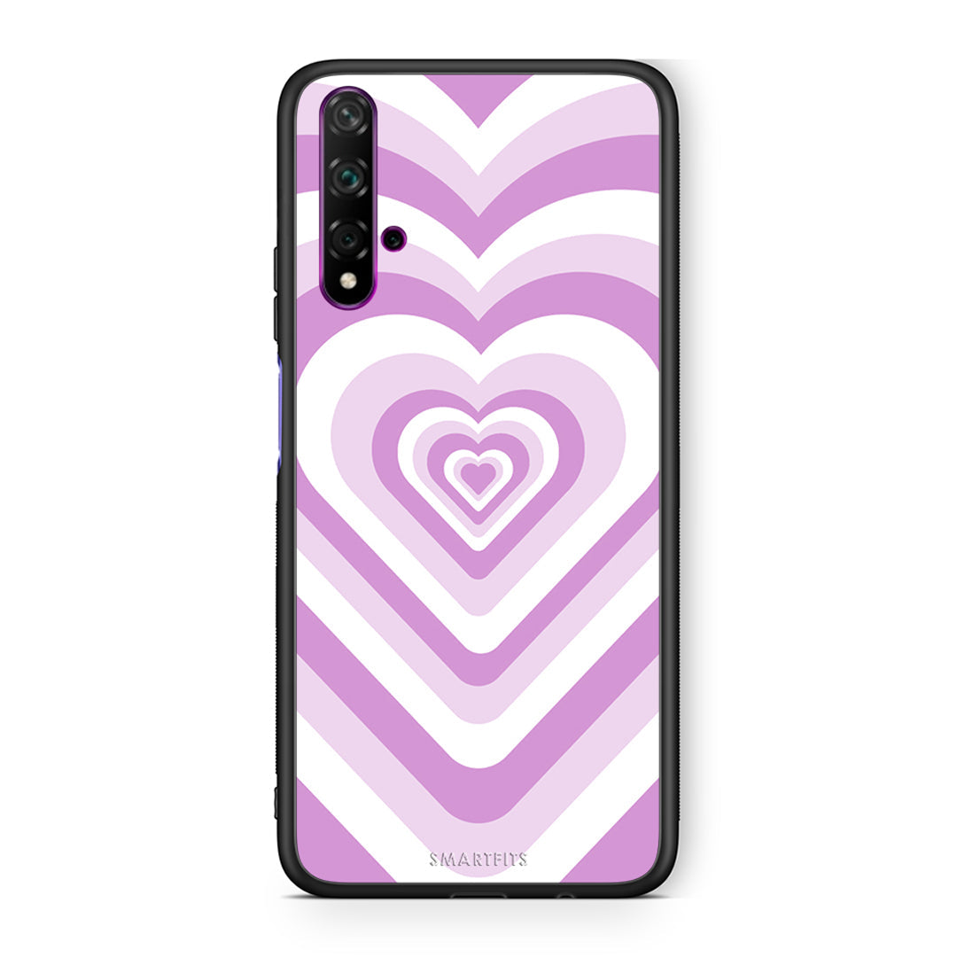 Huawei Nova 5T Lilac Hearts θήκη από τη Smartfits με σχέδιο στο πίσω μέρος και μαύρο περίβλημα | Smartphone case with colorful back and black bezels by Smartfits