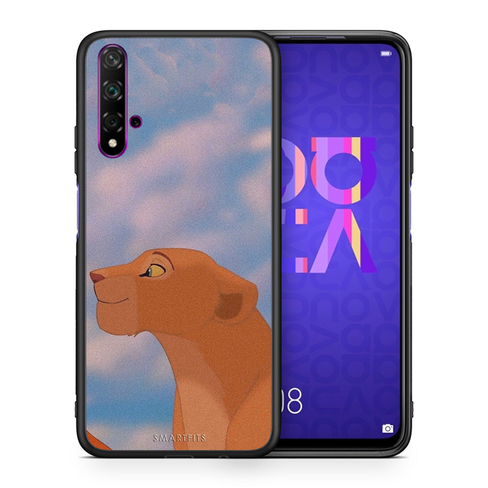 Θήκη Αγίου Βαλεντίνου Huawei Nova 5T / Honor 20 Lion Love 2 από τη Smartfits με σχέδιο στο πίσω μέρος και μαύρο περίβλημα | Huawei Nova 5T / Honor 20 Lion Love 2 case with colorful back and black bezels