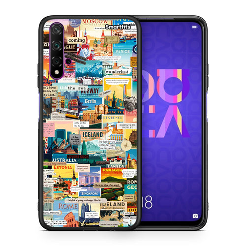 Θήκη Huawei Nova 5T/Honor 20 Live To Travel από τη Smartfits με σχέδιο στο πίσω μέρος και μαύρο περίβλημα | Huawei Nova 5T/Honor 20 Live To Travel case with colorful back and black bezels