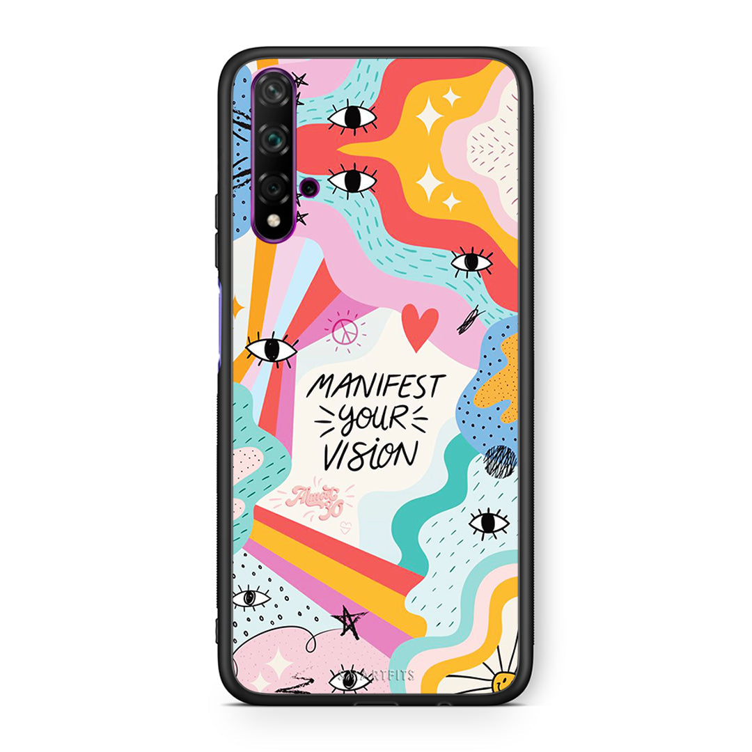 Huawei Nova 5T Manifest Your Vision θήκη από τη Smartfits με σχέδιο στο πίσω μέρος και μαύρο περίβλημα | Smartphone case with colorful back and black bezels by Smartfits