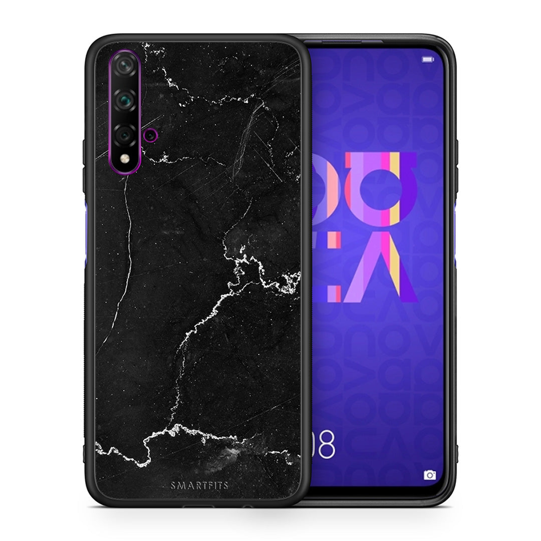 Θήκη Huawei Nova 5T/Honor 20 Marble Black από τη Smartfits με σχέδιο στο πίσω μέρος και μαύρο περίβλημα | Huawei Nova 5T/Honor 20 Marble Black case with colorful back and black bezels