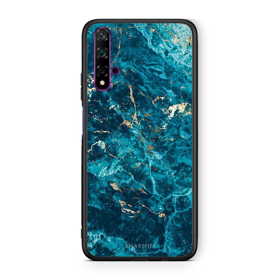Huawei Nova 5T Marble Blue θήκη από τη Smartfits με σχέδιο στο πίσω μέρος και μαύρο περίβλημα | Smartphone case with colorful back and black bezels by Smartfits