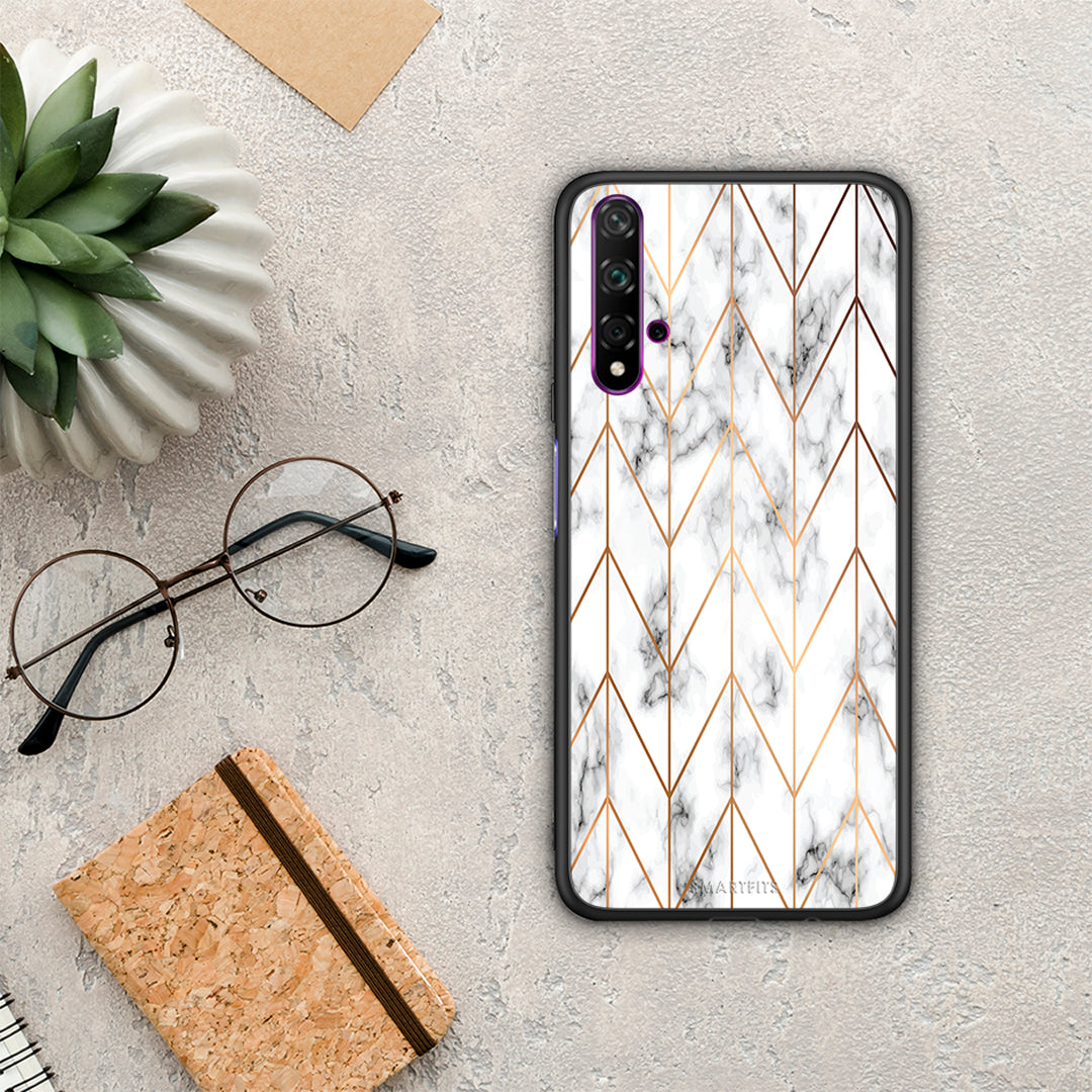 Marble Gold Geometric - Huawei Nova 5T / Honor 20 θήκη