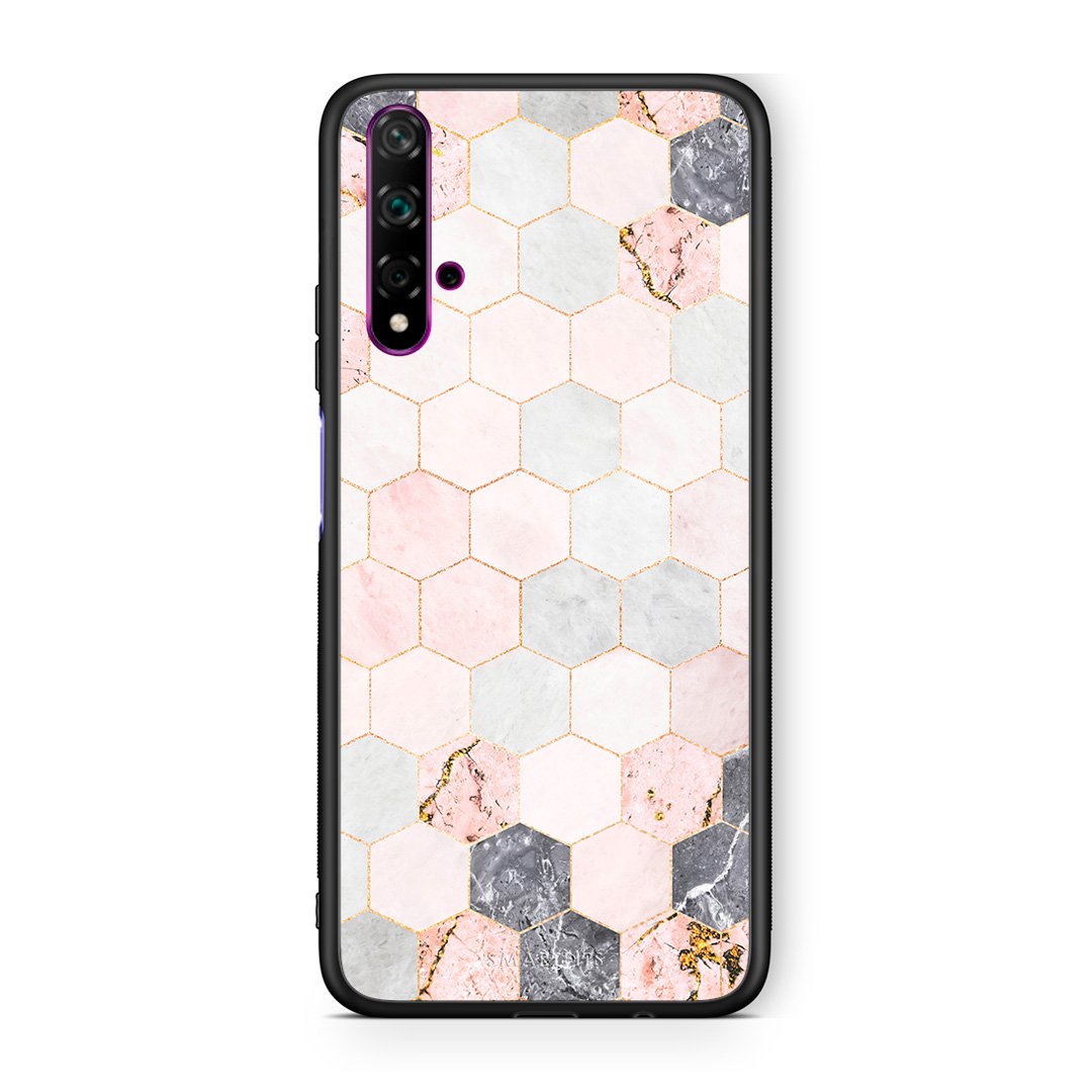4 - Huawei Nova 5T Hexagon Pink Marble case, cover, bumper