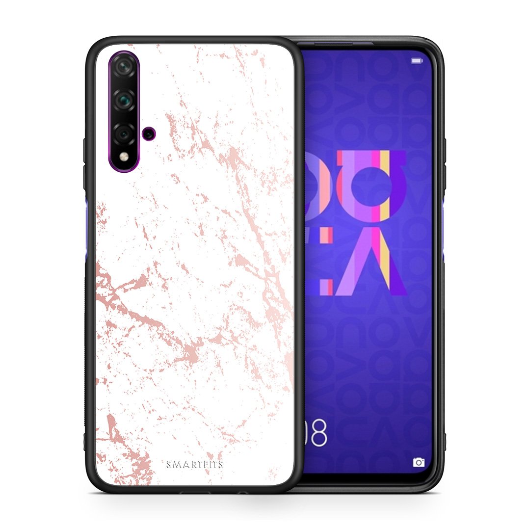 Θήκη Huawei Nova 5T/Honor 20 Pink Splash Marble από τη Smartfits με σχέδιο στο πίσω μέρος και μαύρο περίβλημα | Huawei Nova 5T/Honor 20 Pink Splash Marble case with colorful back and black bezels