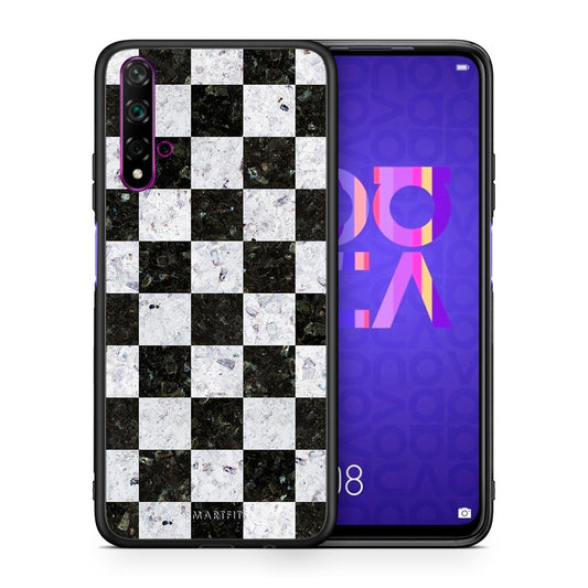 Θήκη Huawei Nova 5T/Honor 20 Square Geometric Marble από τη Smartfits με σχέδιο στο πίσω μέρος και μαύρο περίβλημα | Huawei Nova 5T/Honor 20 Square Geometric Marble case with colorful back and black bezels