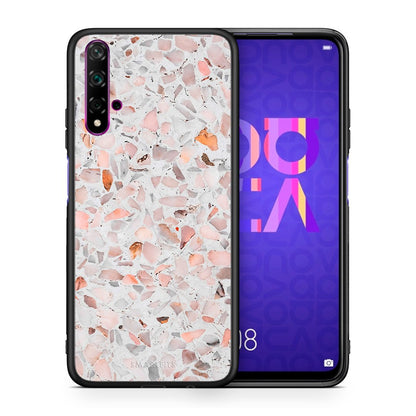 Θήκη Huawei Nova 5T/Honor 20 Marble Terrazzo από τη Smartfits με σχέδιο στο πίσω μέρος και μαύρο περίβλημα | Huawei Nova 5T/Honor 20 Marble Terrazzo case with colorful back and black bezels