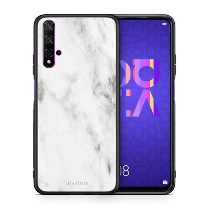 Θήκη Huawei Nova 5T/Honor 20 White Marble από τη Smartfits με σχέδιο στο πίσω μέρος και μαύρο περίβλημα | Huawei Nova 5T/Honor 20 White Marble case with colorful back and black bezels