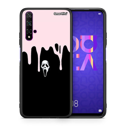 Θήκη Huawei Nova 5T / Honor 20 Melting Halloween Mask από τη Smartfits με σχέδιο στο πίσω μέρος και μαύρο περίβλημα | Huawei Nova 5T / Honor 20 Melting Halloween Mask case with colorful back and black bezels
