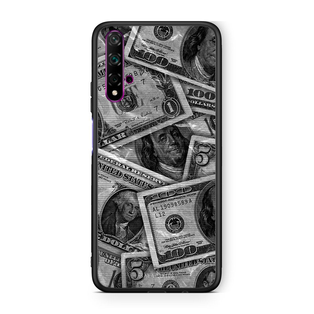 Huawei Nova 5T Money Dollars θήκη από τη Smartfits με σχέδιο στο πίσω μέρος και μαύρο περίβλημα | Smartphone case with colorful back and black bezels by Smartfits