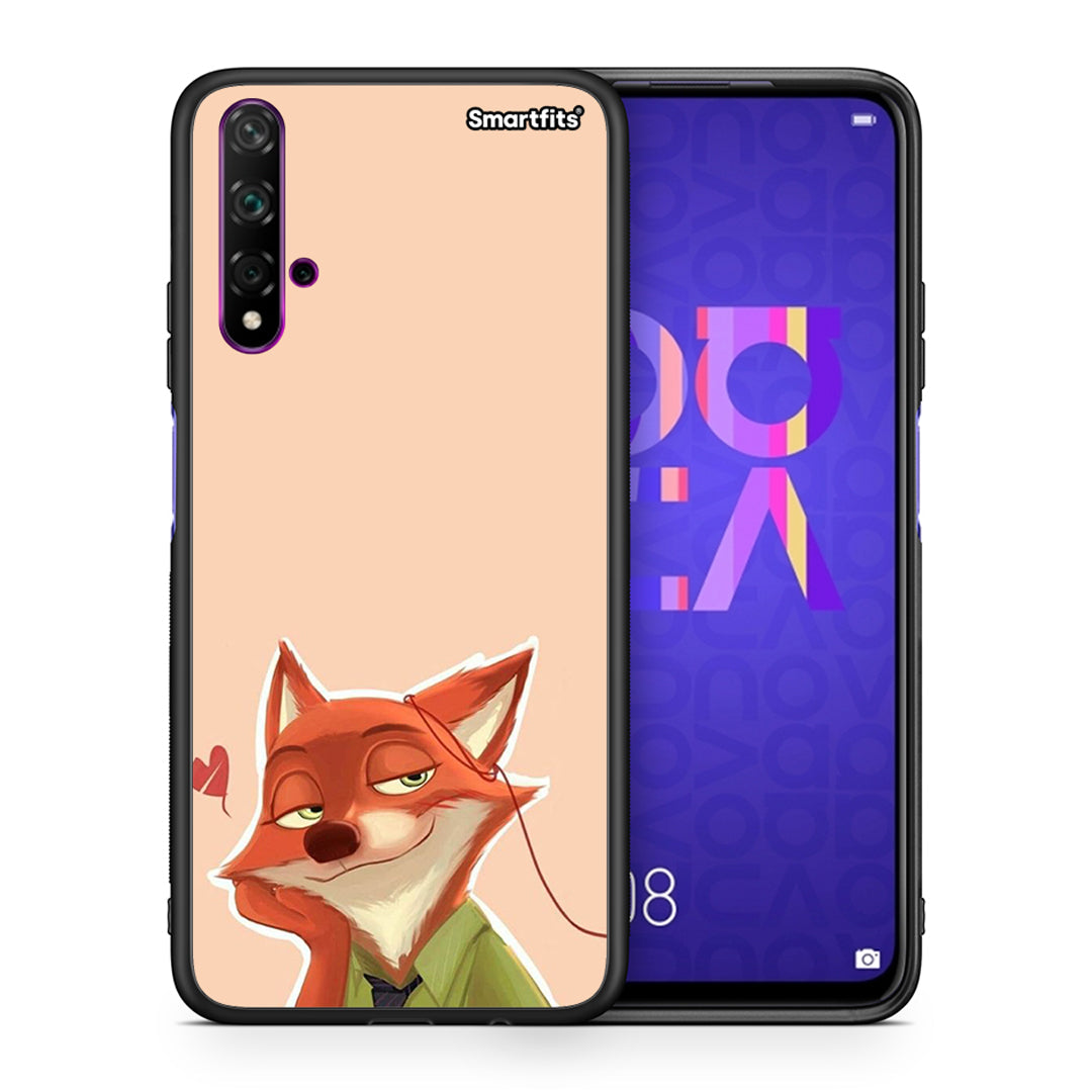 Θήκη Huawei Nova 5T/Honor 20 Nick Wilde And Judy Hopps Love 1 από τη Smartfits με σχέδιο στο πίσω μέρος και μαύρο περίβλημα | Huawei Nova 5T/Honor 20 Nick Wilde And Judy Hopps Love 1 case with colorful back and black bezels