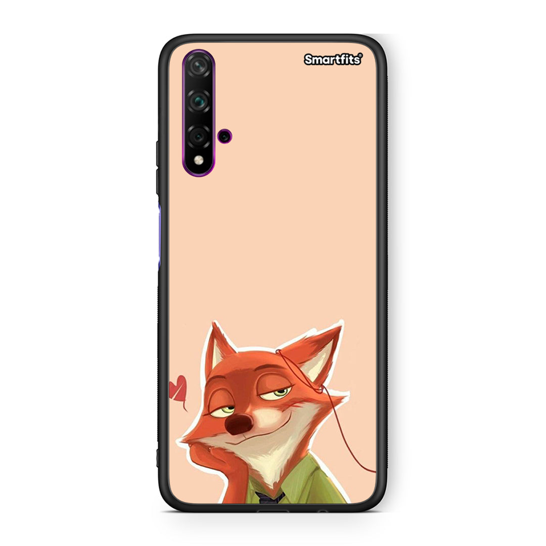 Huawei Nova 5T Nick Wilde And Judy Hopps Love 1 θήκη από τη Smartfits με σχέδιο στο πίσω μέρος και μαύρο περίβλημα | Smartphone case with colorful back and black bezels by Smartfits