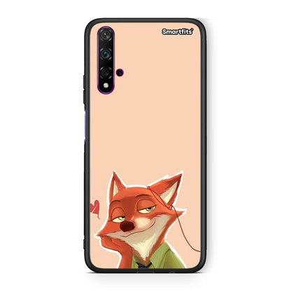 Huawei Nova 5T Nick Wilde And Judy Hopps Love 1 θήκη από τη Smartfits με σχέδιο στο πίσω μέρος και μαύρο περίβλημα | Smartphone case with colorful back and black bezels by Smartfits