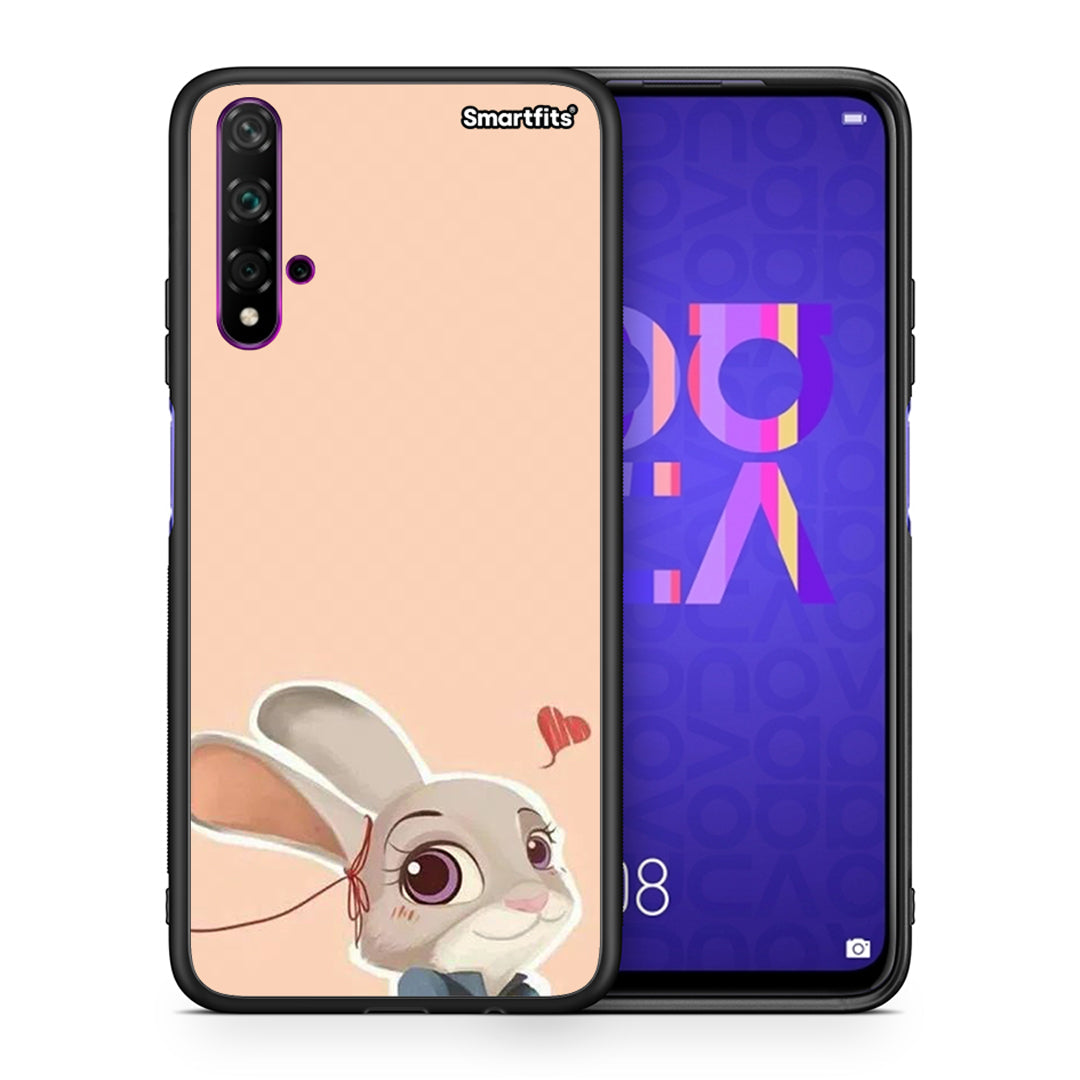 Θήκη Huawei Nova 5T/Honor 20 Nick Wilde And Judy Hopps Love 2 από τη Smartfits με σχέδιο στο πίσω μέρος και μαύρο περίβλημα | Huawei Nova 5T/Honor 20 Nick Wilde And Judy Hopps Love 2 case with colorful back and black bezels
