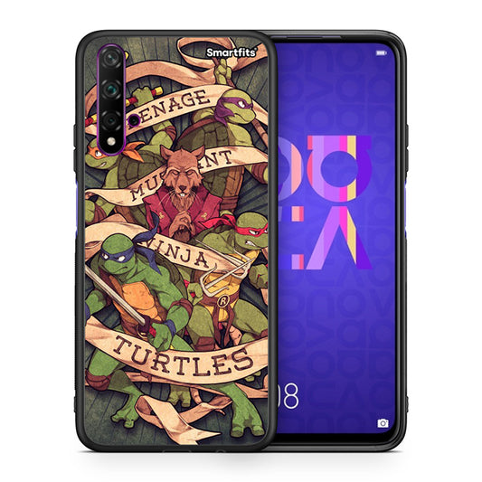 Θήκη Huawei Nova 5T/Honor 20 Ninja Turtles από τη Smartfits με σχέδιο στο πίσω μέρος και μαύρο περίβλημα | Huawei Nova 5T/Honor 20 Ninja Turtles case with colorful back and black bezels