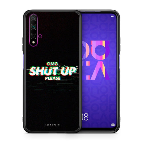 Θήκη Huawei Nova 5T/Honor 20 OMG ShutUp από τη Smartfits με σχέδιο στο πίσω μέρος και μαύρο περίβλημα | Huawei Nova 5T/Honor 20 OMG ShutUp case with colorful back and black bezels