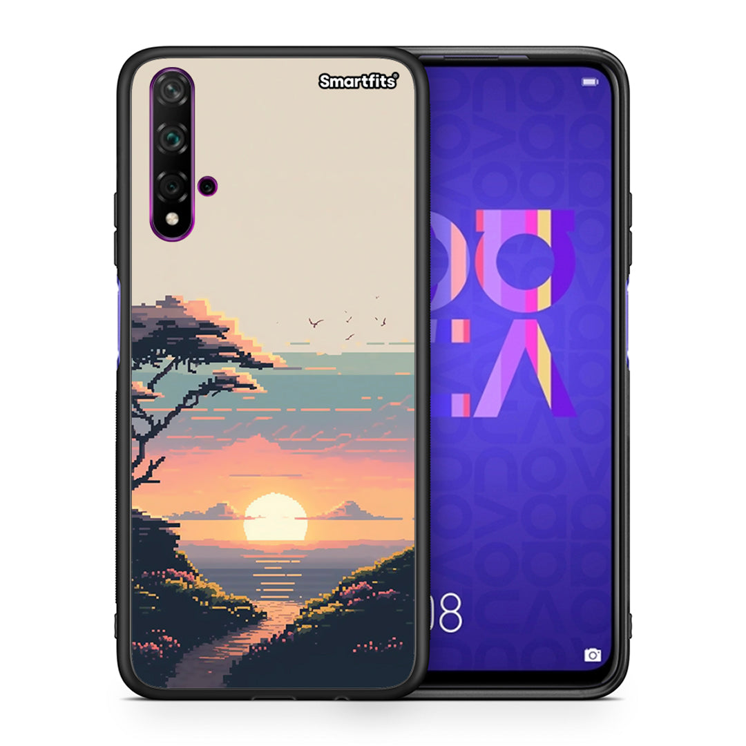 Θήκη Huawei Nova 5T / Honor 20 Pixel Sunset από τη Smartfits με σχέδιο στο πίσω μέρος και μαύρο περίβλημα | Huawei Nova 5T / Honor 20 Pixel Sunset case with colorful back and black bezels