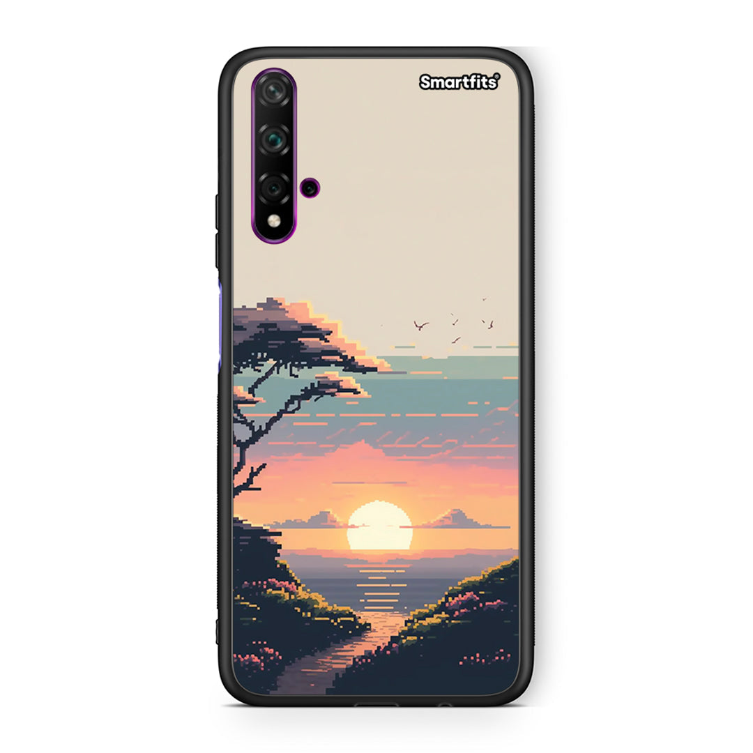 Huawei Nova 5T Pixel Sunset Θήκη από τη Smartfits με σχέδιο στο πίσω μέρος και μαύρο περίβλημα | Smartphone case with colorful back and black bezels by Smartfits