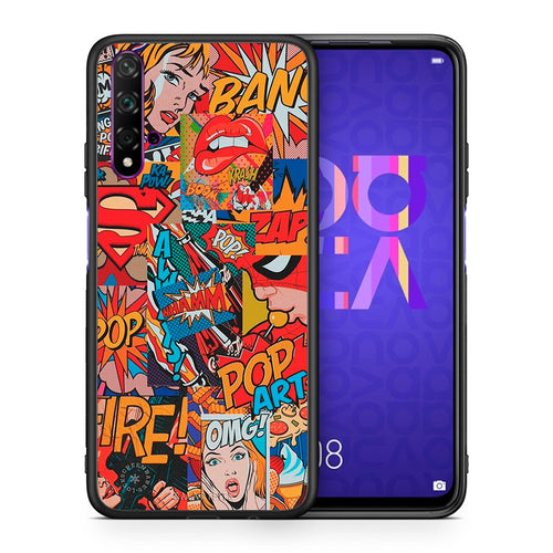 Θήκη Huawei Nova 5T/Honor 20 PopArt OMG από τη Smartfits με σχέδιο στο πίσω μέρος και μαύρο περίβλημα | Huawei Nova 5T/Honor 20 PopArt OMG case with colorful back and black bezels