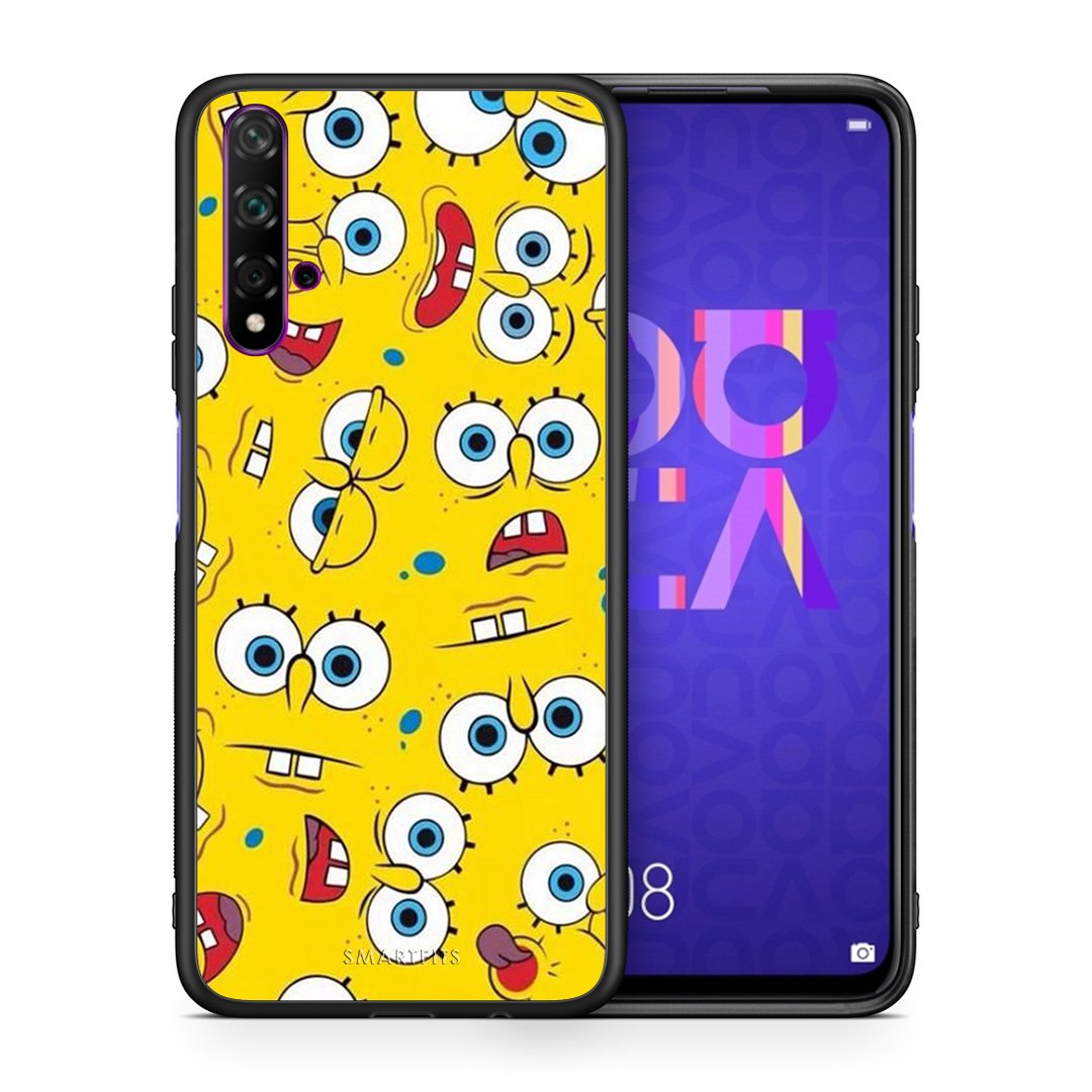 Θήκη Huawei Nova 5T/Honor 20 Sponge PopArt από τη Smartfits με σχέδιο στο πίσω μέρος και μαύρο περίβλημα | Huawei Nova 5T/Honor 20 Sponge PopArt case with colorful back and black bezels