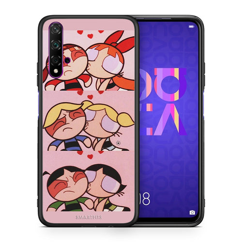 Θήκη Αγίου Βαλεντίνου Huawei Nova 5T / Honor 20 Puff Love από τη Smartfits με σχέδιο στο πίσω μέρος και μαύρο περίβλημα | Huawei Nova 5T / Honor 20 Puff Love case with colorful back and black bezels