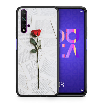 Θήκη Huawei Nova 5T/Honor 20 Red Rose από τη Smartfits με σχέδιο στο πίσω μέρος και μαύρο περίβλημα | Huawei Nova 5T/Honor 20 Red Rose case with colorful back and black bezels