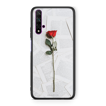 Huawei Nova 5T Red Rose θήκη από τη Smartfits με σχέδιο στο πίσω μέρος και μαύρο περίβλημα | Smartphone case with colorful back and black bezels by Smartfits