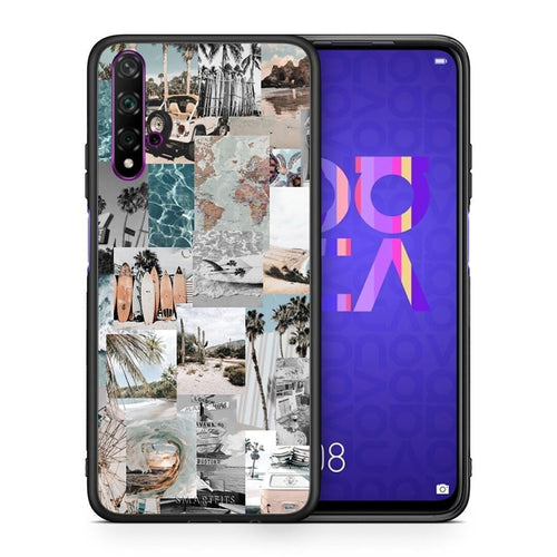Θήκη Huawei Nova 5T / Honor 20 Retro Beach Life από τη Smartfits με σχέδιο στο πίσω μέρος και μαύρο περίβλημα | Huawei Nova 5T / Honor 20 Retro Beach Life case with colorful back and black bezels