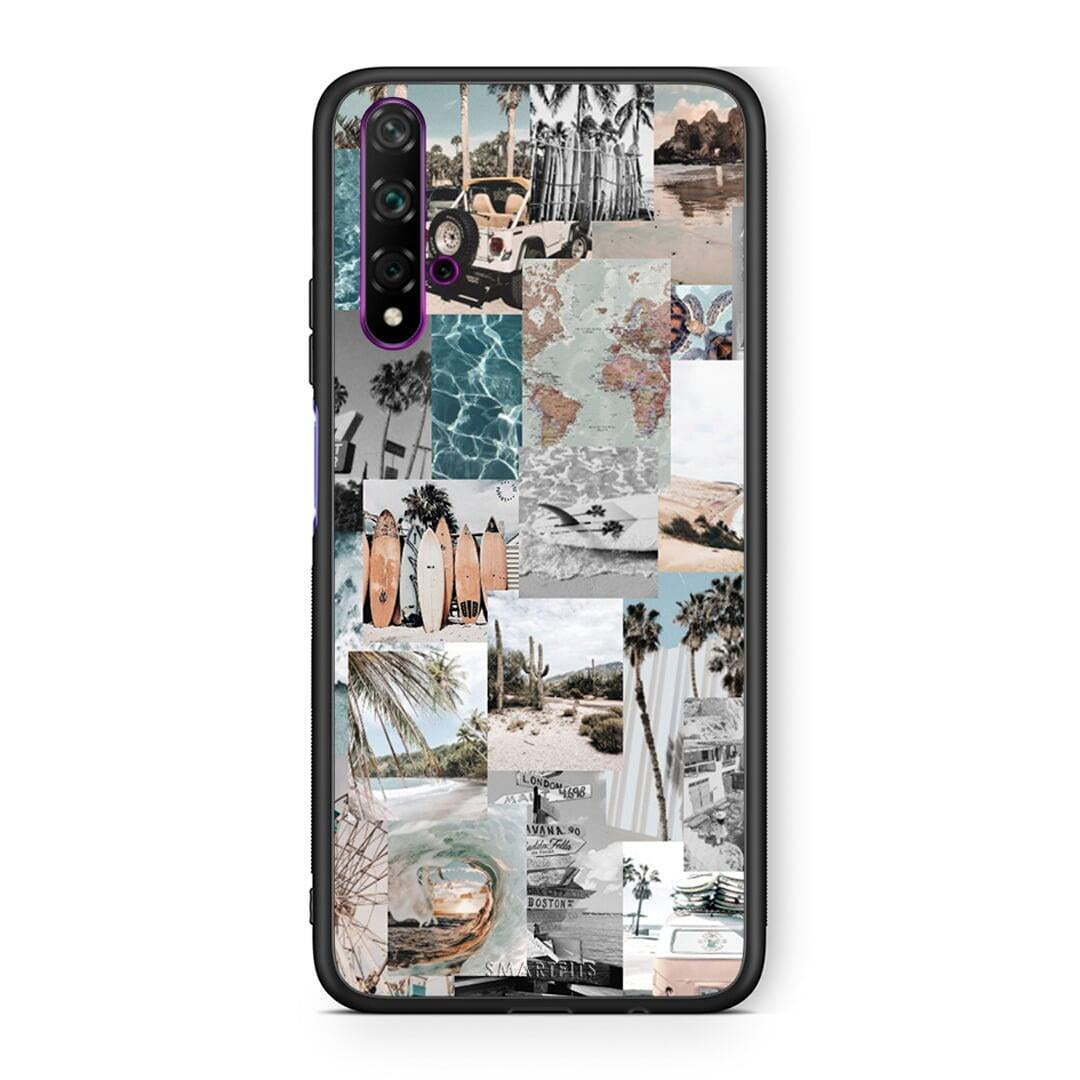 Huawei Nova 5T Retro Beach Life Θήκη από τη Smartfits με σχέδιο στο πίσω μέρος και μαύρο περίβλημα | Smartphone case with colorful back and black bezels by Smartfits