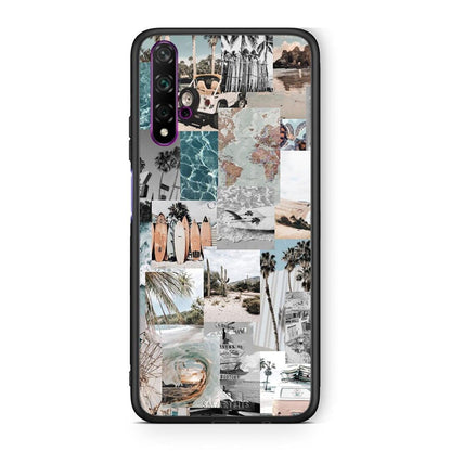 Huawei Nova 5T Retro Beach Life Θήκη από τη Smartfits με σχέδιο στο πίσω μέρος και μαύρο περίβλημα | Smartphone case with colorful back and black bezels by Smartfits