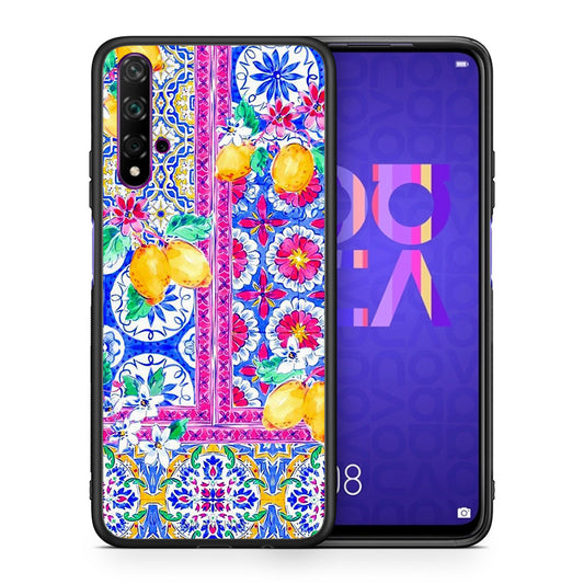Θήκη Huawei Nova 5T/Honor 20 Retro Spring από τη Smartfits με σχέδιο στο πίσω μέρος και μαύρο περίβλημα | Huawei Nova 5T/Honor 20 Retro Spring case with colorful back and black bezels