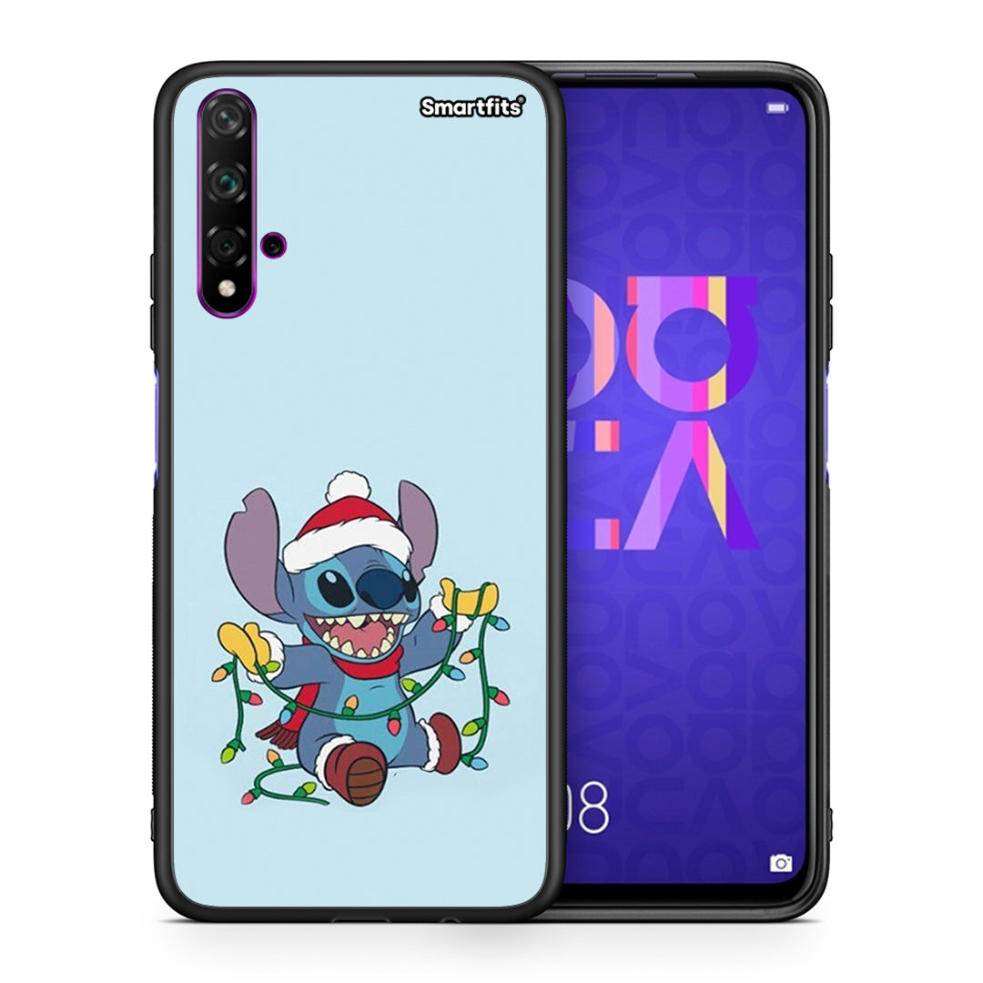 Θήκη Huawei Nova 5T/Honor 20 Santa Stich από τη Smartfits με σχέδιο στο πίσω μέρος και μαύρο περίβλημα | Huawei Nova 5T/Honor 20 Santa Stich case with colorful back and black bezels