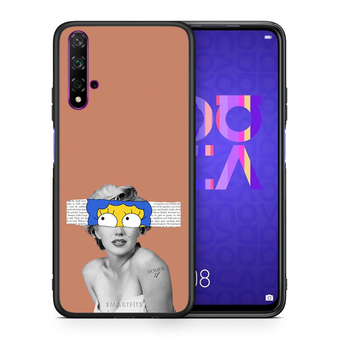 Θήκη Huawei Nova 5T/Honor 20 Sim Merilyn από τη Smartfits με σχέδιο στο πίσω μέρος και μαύρο περίβλημα | Huawei Nova 5T/Honor 20 Sim Merilyn case with colorful back and black bezels