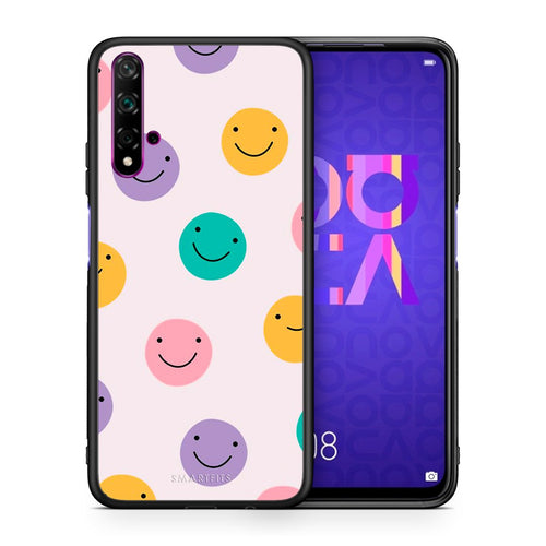 Θήκη Huawei Nova 5T/Honor 20 Smiley Faces από τη Smartfits με σχέδιο στο πίσω μέρος και μαύρο περίβλημα | Huawei Nova 5T/Honor 20 Smiley Faces case with colorful back and black bezels