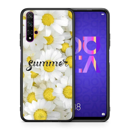 Θήκη Huawei Nova 5T / Honor 20 Summer Daisies από τη Smartfits με σχέδιο στο πίσω μέρος και μαύρο περίβλημα | Huawei Nova 5T / Honor 20 Summer Daisies case with colorful back and black bezels