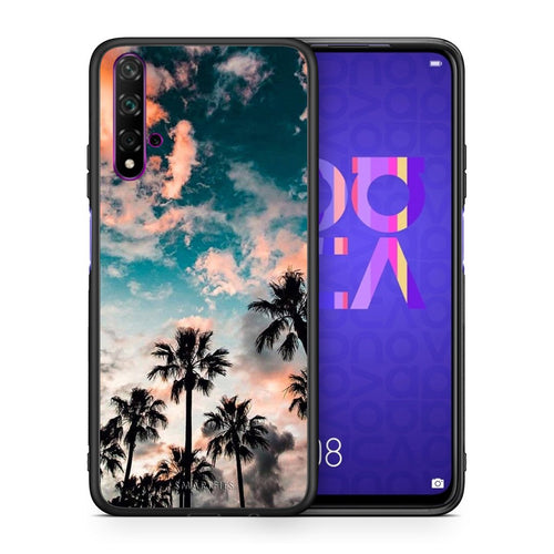 Θήκη Huawei Nova 5T/Honor 20 Sky Summer από τη Smartfits με σχέδιο στο πίσω μέρος και μαύρο περίβλημα | Huawei Nova 5T/Honor 20 Sky Summer case with colorful back and black bezels