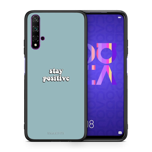 Θήκη Huawei Nova 5T/Honor 20 Positive Text από τη Smartfits με σχέδιο στο πίσω μέρος και μαύρο περίβλημα | Huawei Nova 5T/Honor 20 Positive Text case with colorful back and black bezels