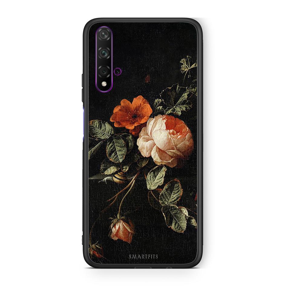 Huawei Nova 5T Vintage Roses θήκη από τη Smartfits με σχέδιο στο πίσω μέρος και μαύρο περίβλημα | Smartphone case with colorful back and black bezels by Smartfits