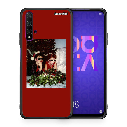 Θήκη Huawei Nova 5T/Honor 20 Waiting For Xmas από τη Smartfits με σχέδιο στο πίσω μέρος και μαύρο περίβλημα | Huawei Nova 5T/Honor 20 Waiting For Xmas case with colorful back and black bezels