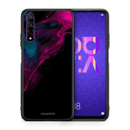 Θήκη Huawei Nova 5T/Honor 20 Pink Black Watercolor από τη Smartfits με σχέδιο στο πίσω μέρος και μαύρο περίβλημα | Huawei Nova 5T/Honor 20 Pink Black Watercolor case with colorful back and black bezels